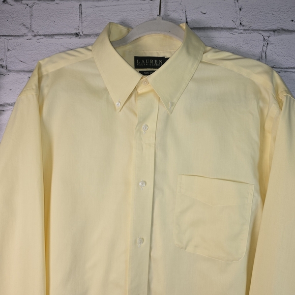 Lauren Ralph Lauren Mens Button Down Long Sleeve Yellow 17.5 - Picture 2 of 7